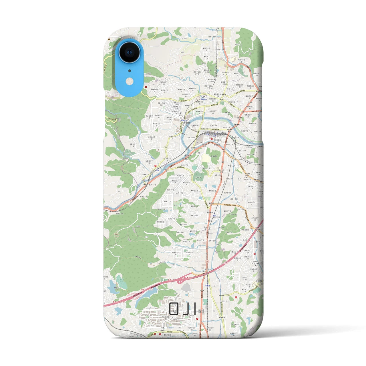 【王寺】地図柄iPhoneケース（バックカバータイプ・ナチュラル）iPhone XR 用