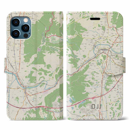 【王寺（奈良県）】地図柄iPhoneケース（手帳タイプ）ナチュラル・iPhone 12 / 12 Pro 用