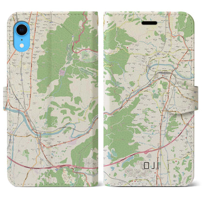 【王寺（奈良県）】地図柄iPhoneケース（手帳タイプ）ナチュラル・iPhone XR 用