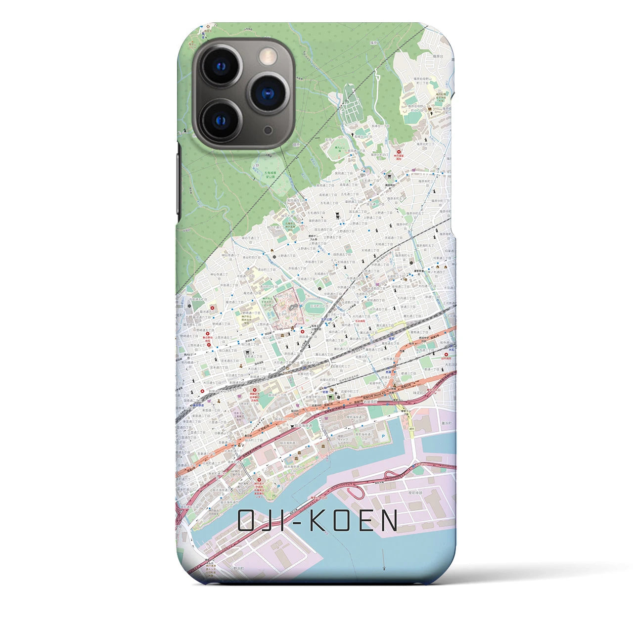 【王子公園】地図柄iPhoneケース（バックカバータイプ・ナチュラル）iPhone 11 Pro Max 用