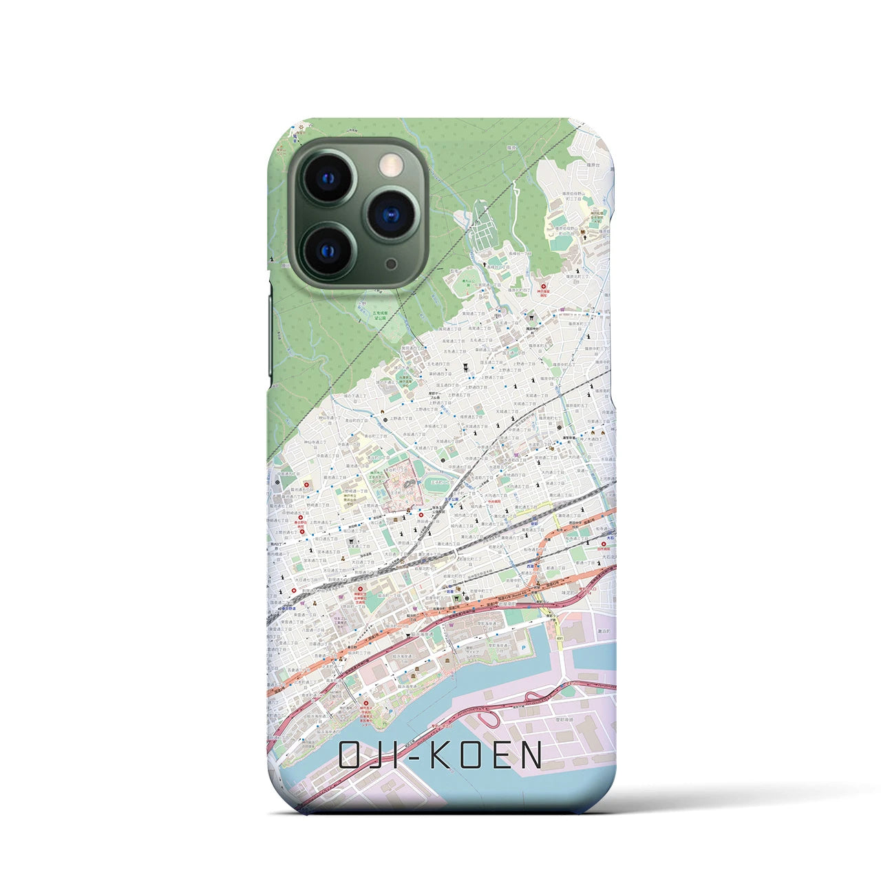 【王子公園】地図柄iPhoneケース（バックカバータイプ・ナチュラル）iPhone 11 Pro 用