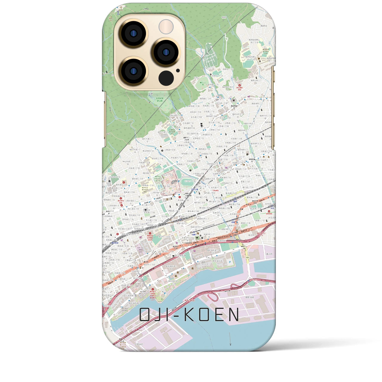 【王子公園】地図柄iPhoneケース（バックカバータイプ・ナチュラル）iPhone 12 Pro Max 用