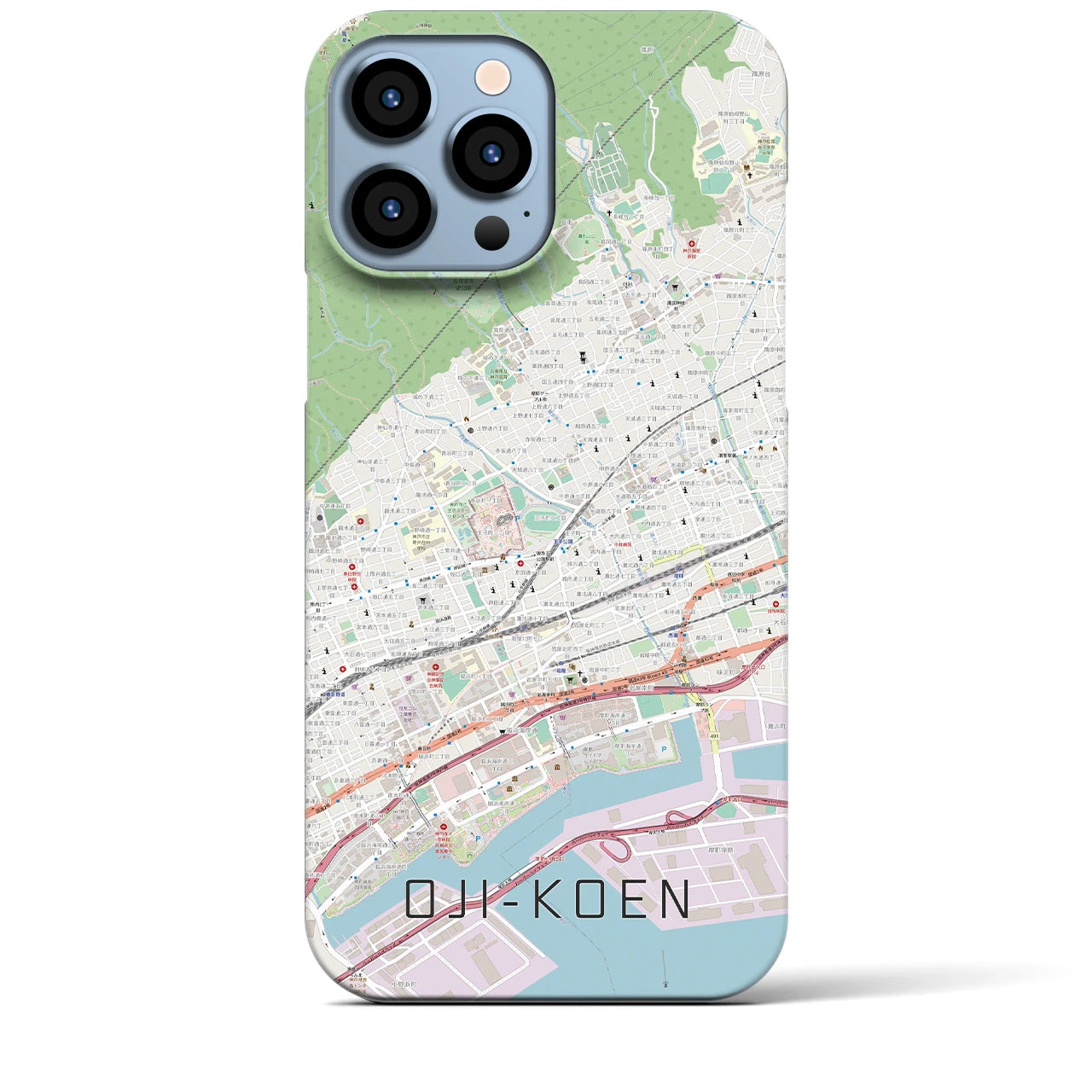 【王子公園】地図柄iPhoneケース（バックカバータイプ・ナチュラル）iPhone 13 Pro Max 用