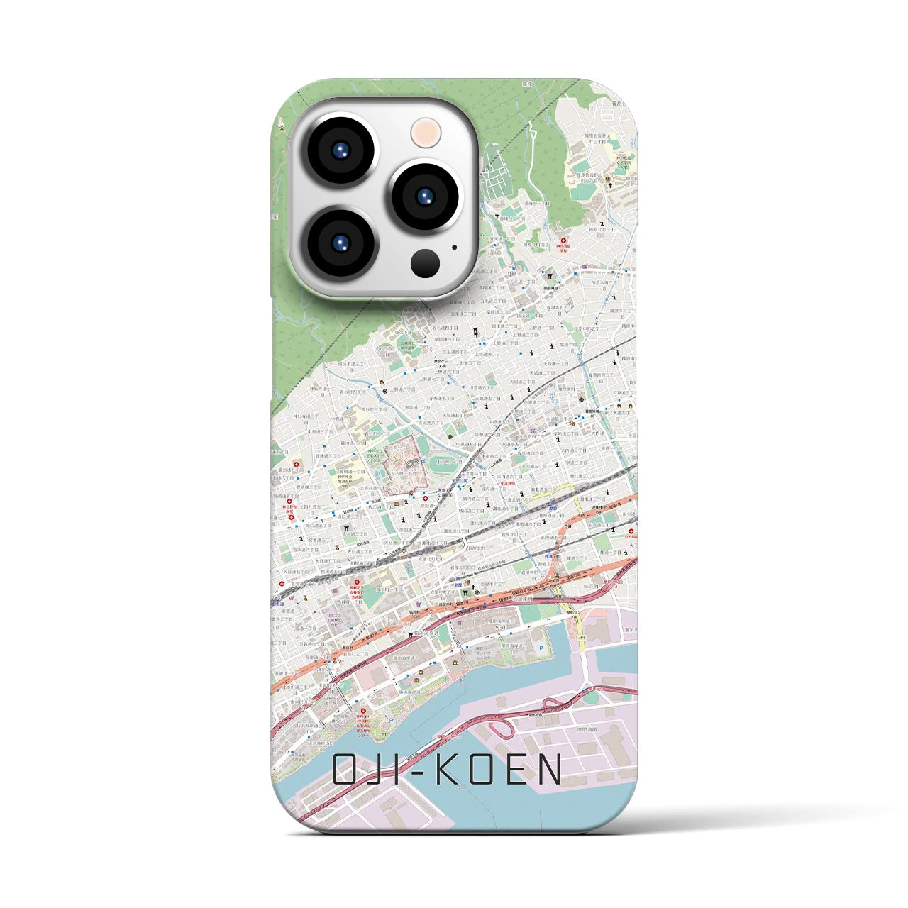 【王子公園】地図柄iPhoneケース（バックカバータイプ・ナチュラル）iPhone 13 Pro 用