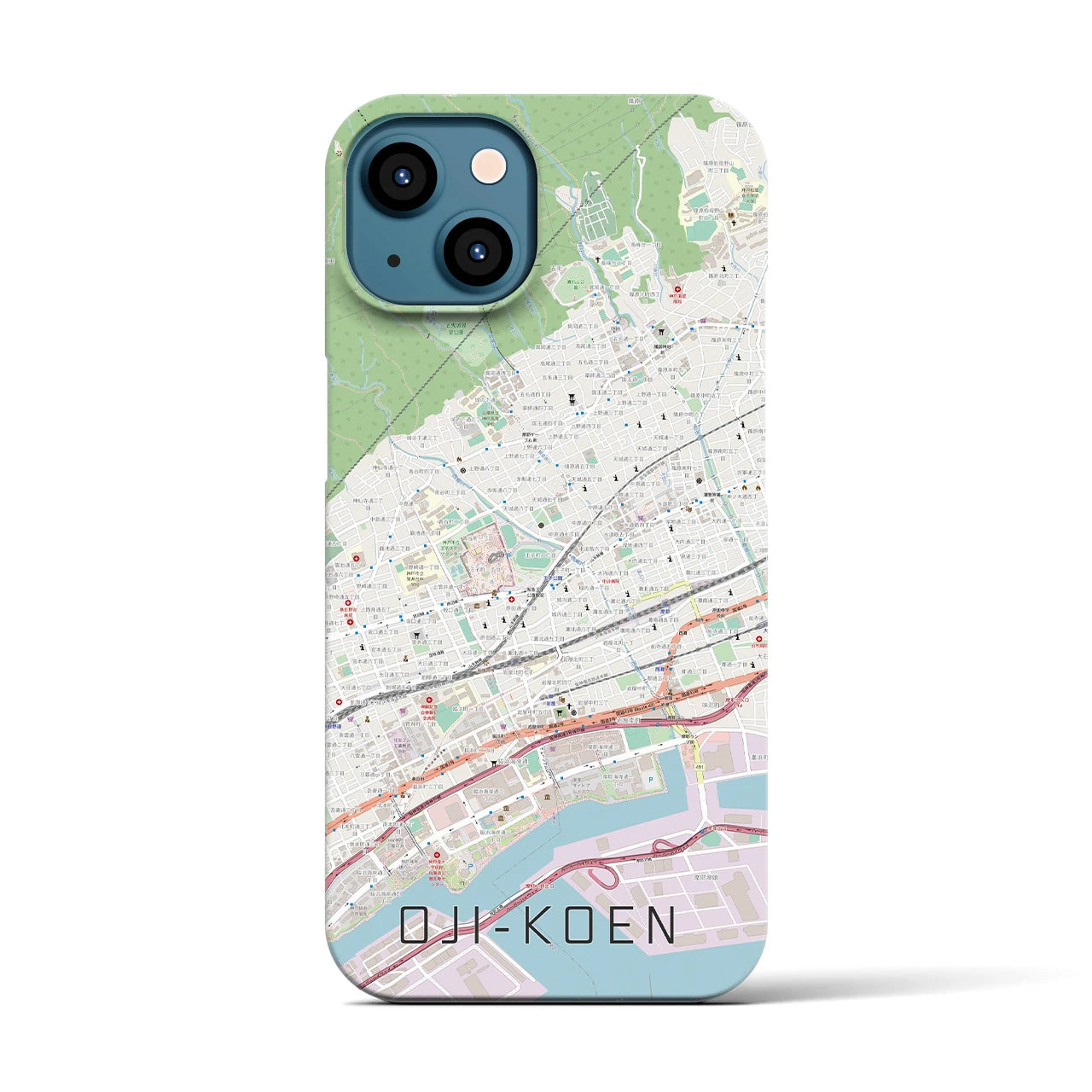 【王子公園】地図柄iPhoneケース（バックカバータイプ・ナチュラル）iPhone 13 用