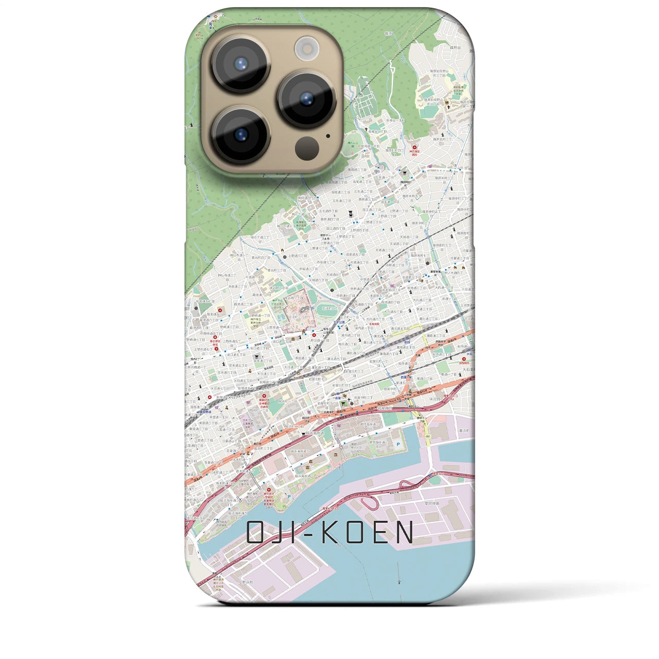 【王子公園】地図柄iPhoneケース（バックカバータイプ・ナチュラル）iPhone 14 Pro Max 用