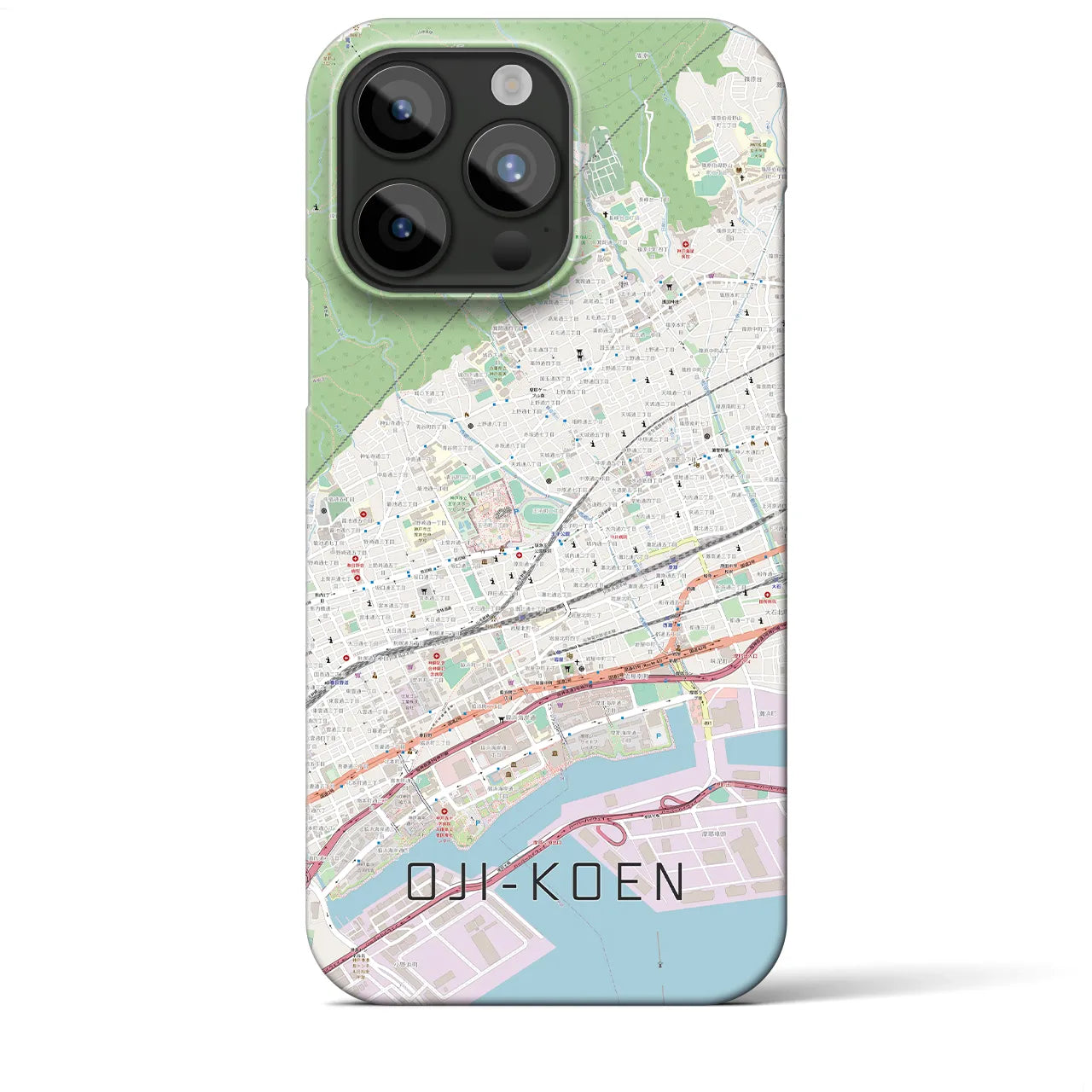 【王子公園】地図柄iPhoneケース（バックカバータイプ・ナチュラル）iPhone 15 Pro Max 用
