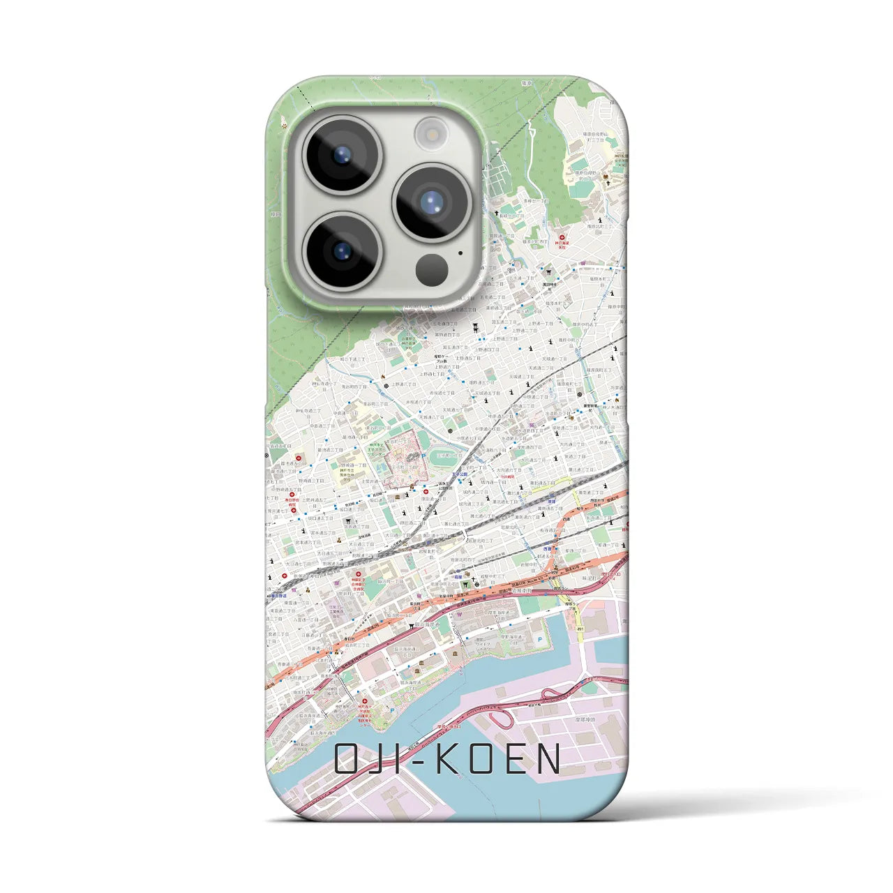 【王子公園】地図柄iPhoneケース（バックカバータイプ・ナチュラル）iPhone 15 Pro 用