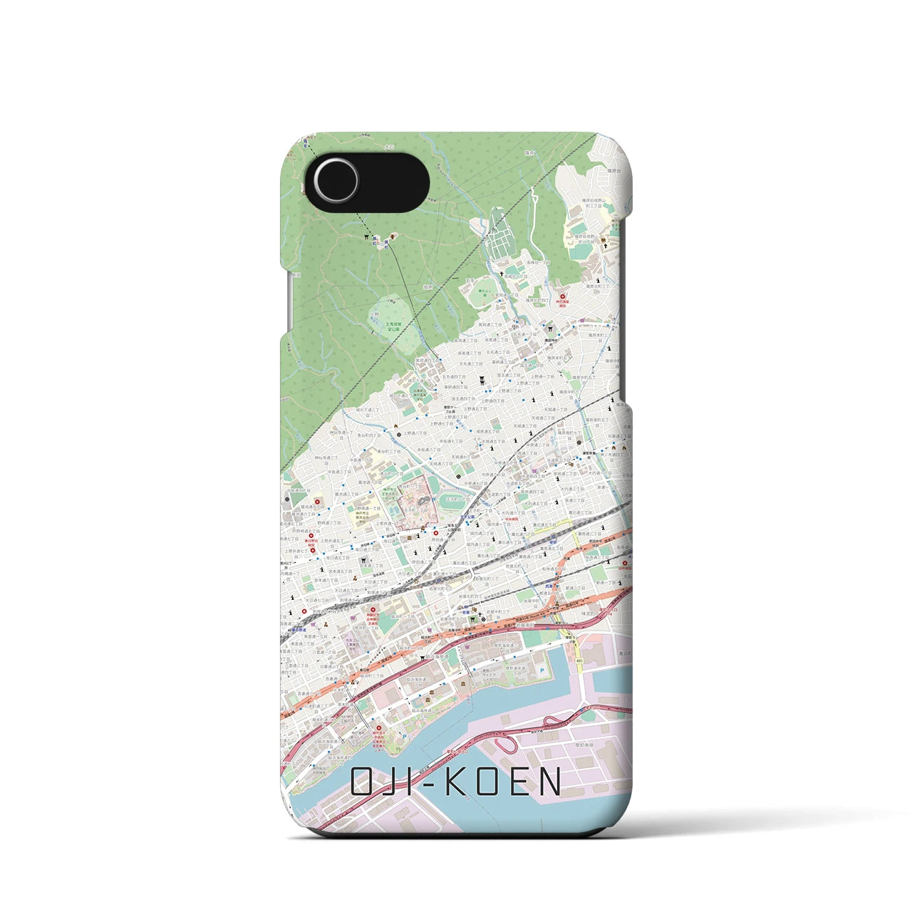 【王子公園】地図柄iPhoneケース（バックカバータイプ・ナチュラル）iPhone SE（第3 / 第2世代） / 8 / 7 / 6s / 6 用