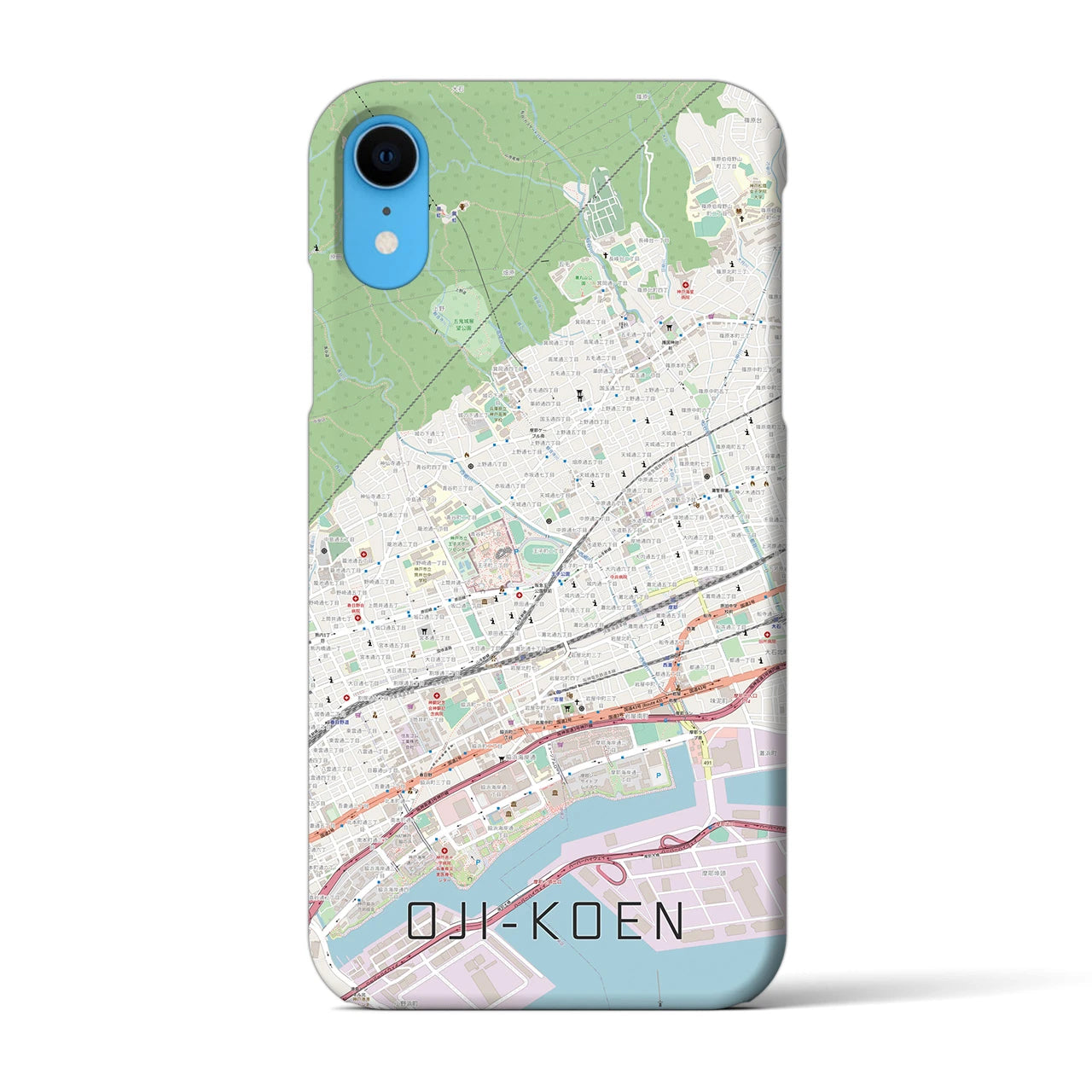 【王子公園】地図柄iPhoneケース（バックカバータイプ・ナチュラル）iPhone XR 用
