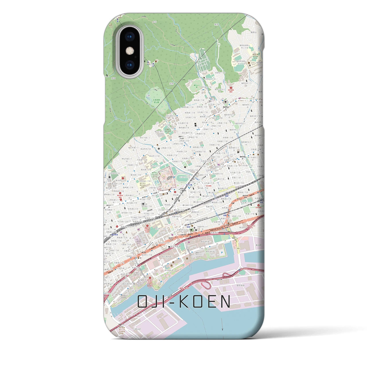 【王子公園】地図柄iPhoneケース（バックカバータイプ・ナチュラル）iPhone XS Max 用