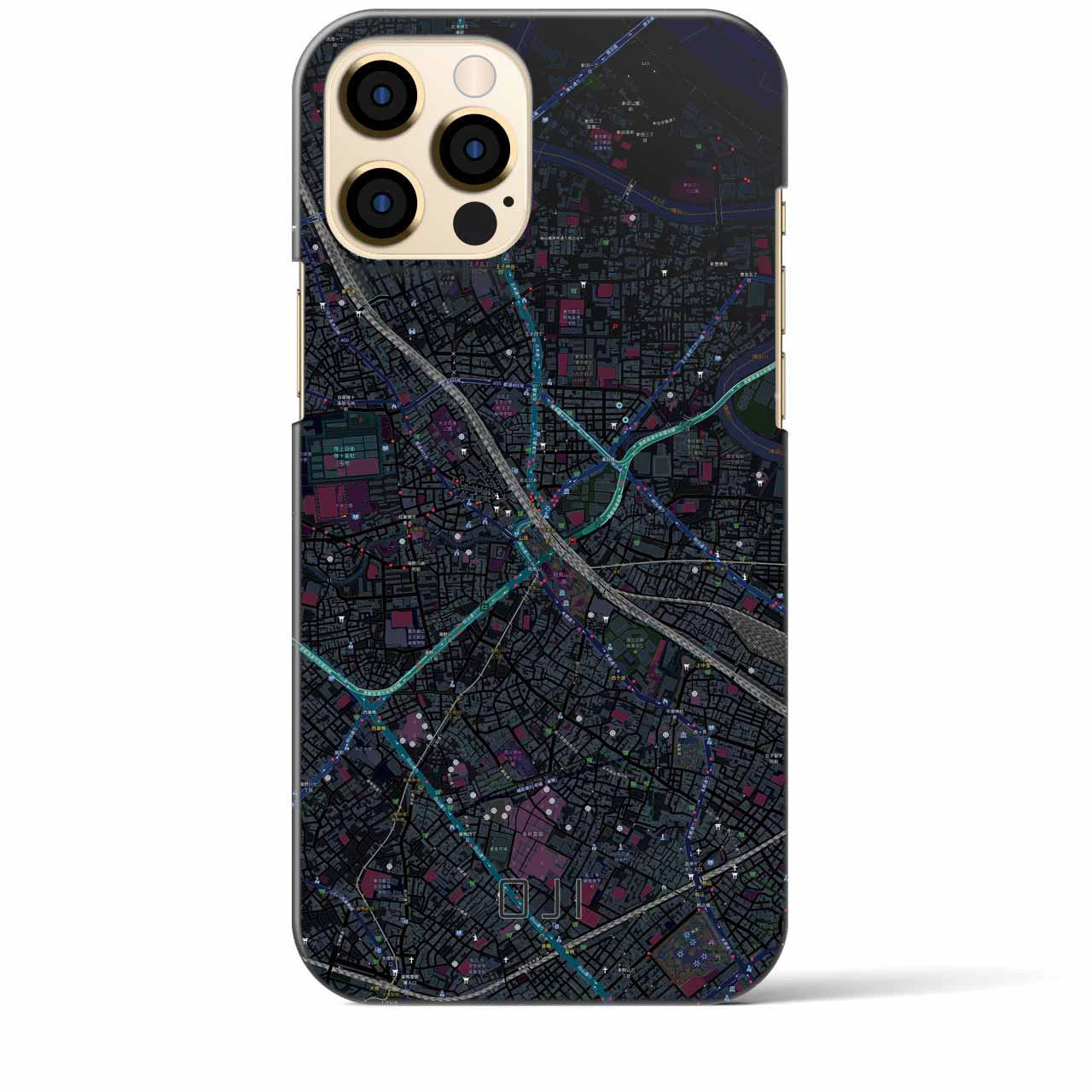 【王子】地図柄iPhoneケース（バックカバータイプ・ブラック）iPhone 12 Pro Max 用