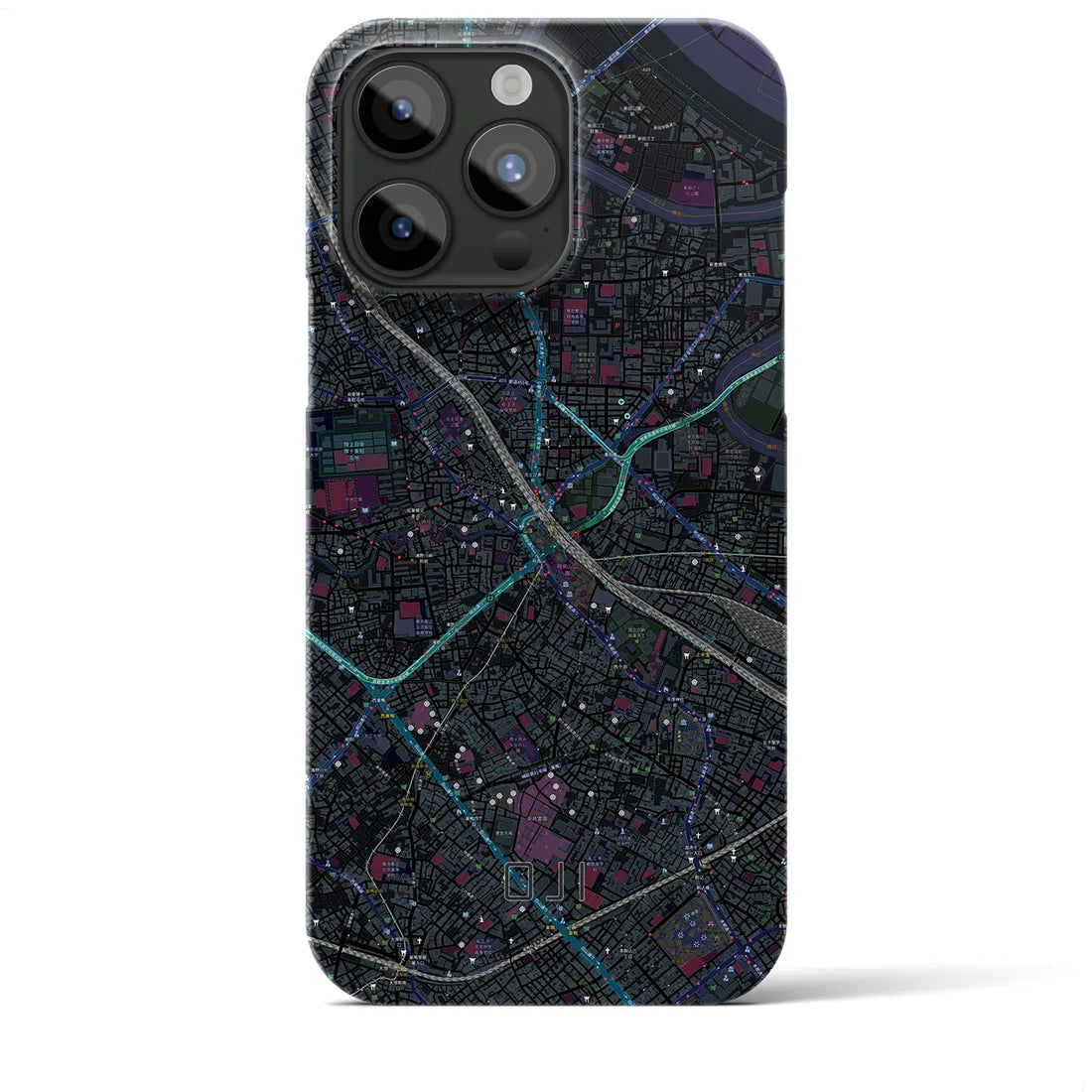【王子】地図柄iPhoneケース（バックカバータイプ・ブラック）iPhone 15 Pro Max 用