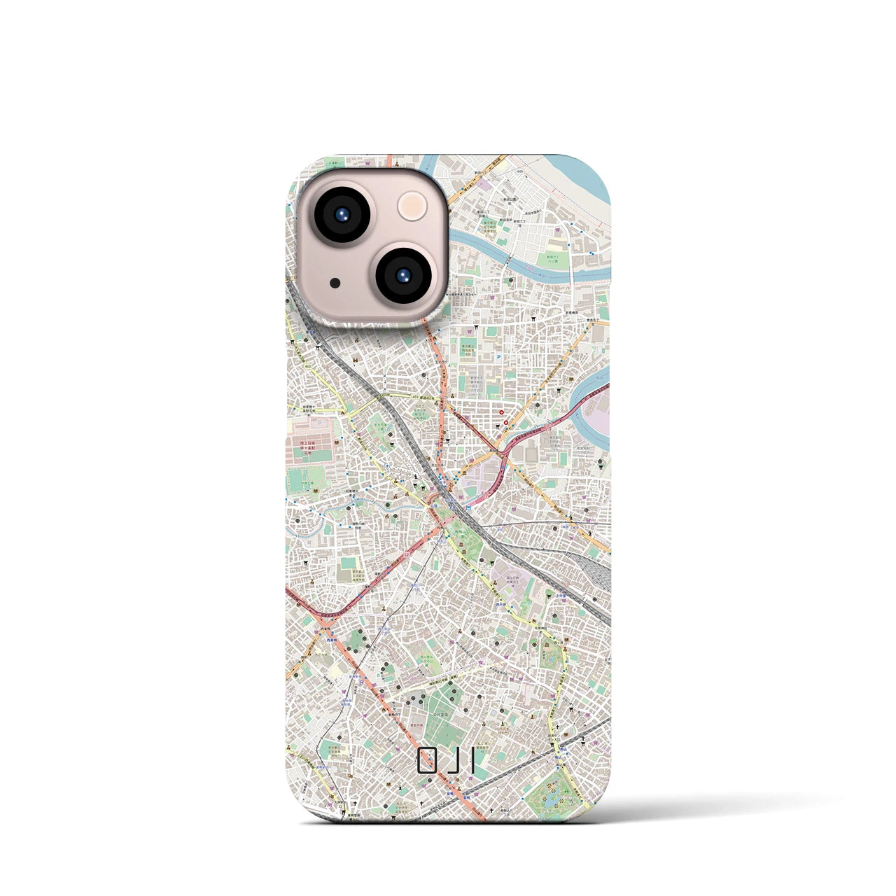 【王子】地図柄iPhoneケース（バックカバータイプ・ナチュラル）iPhone 13 mini 用