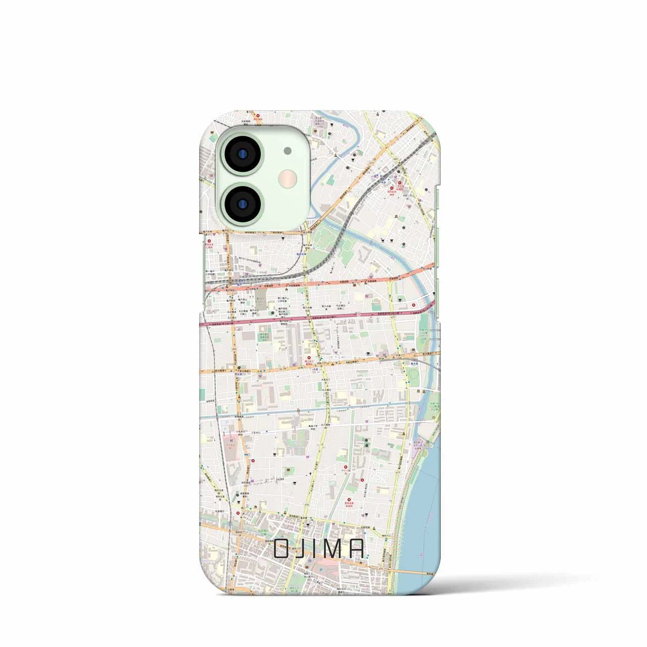 【大島】地図柄iPhoneケース（バックカバータイプ・ナチュラル）iPhone 12 mini 用