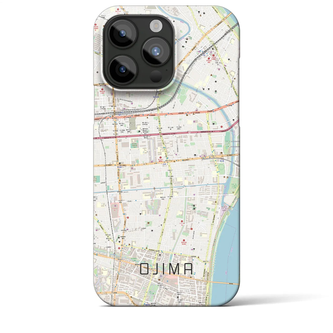 【大島】地図柄iPhoneケース（バックカバータイプ・ナチュラル）iPhone 15 Pro Max 用