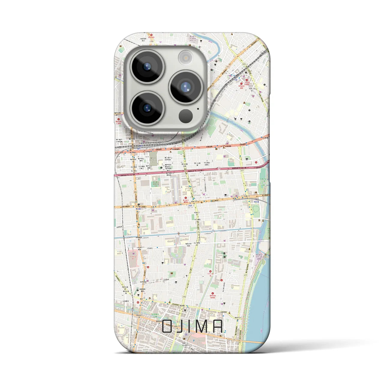 【大島】地図柄iPhoneケース（バックカバータイプ・ナチュラル）iPhone 15 Pro 用