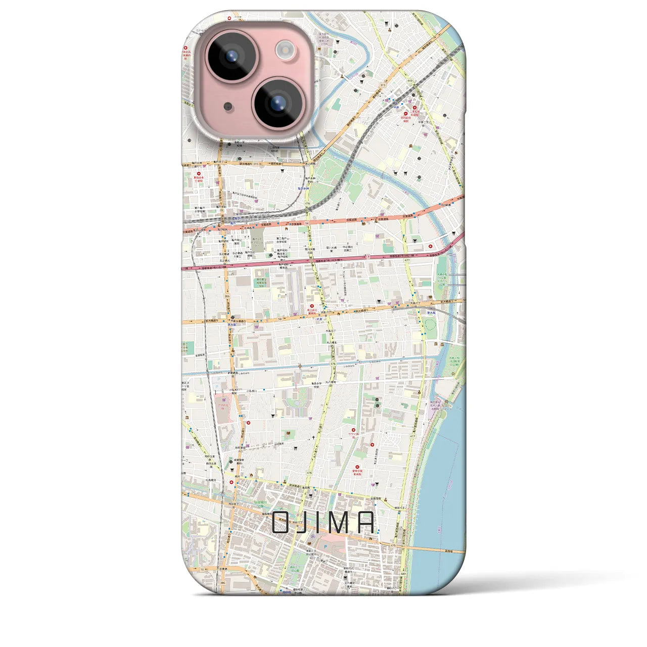 【大島】地図柄iPhoneケース（バックカバータイプ・ナチュラル）iPhone 15 Plus 用