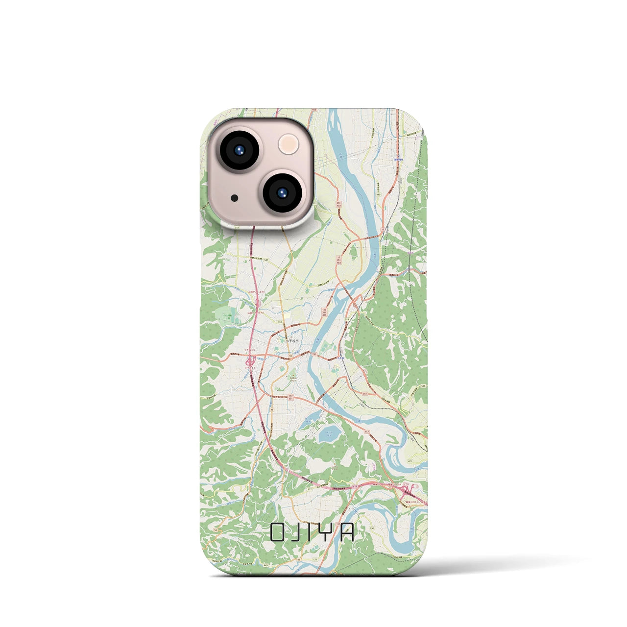 【小千谷】地図柄iPhoneケース（バックカバータイプ・ナチュラル）iPhone 13 mini 用