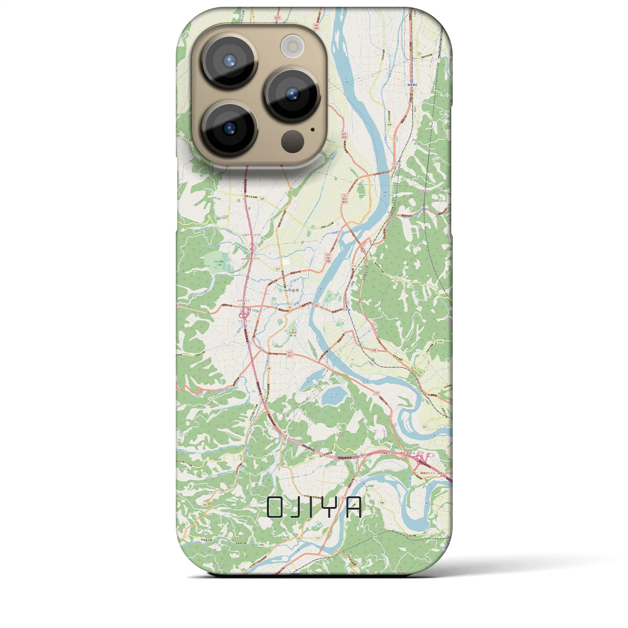 【小千谷】地図柄iPhoneケース（バックカバータイプ・ナチュラル）iPhone 14 Pro Max 用