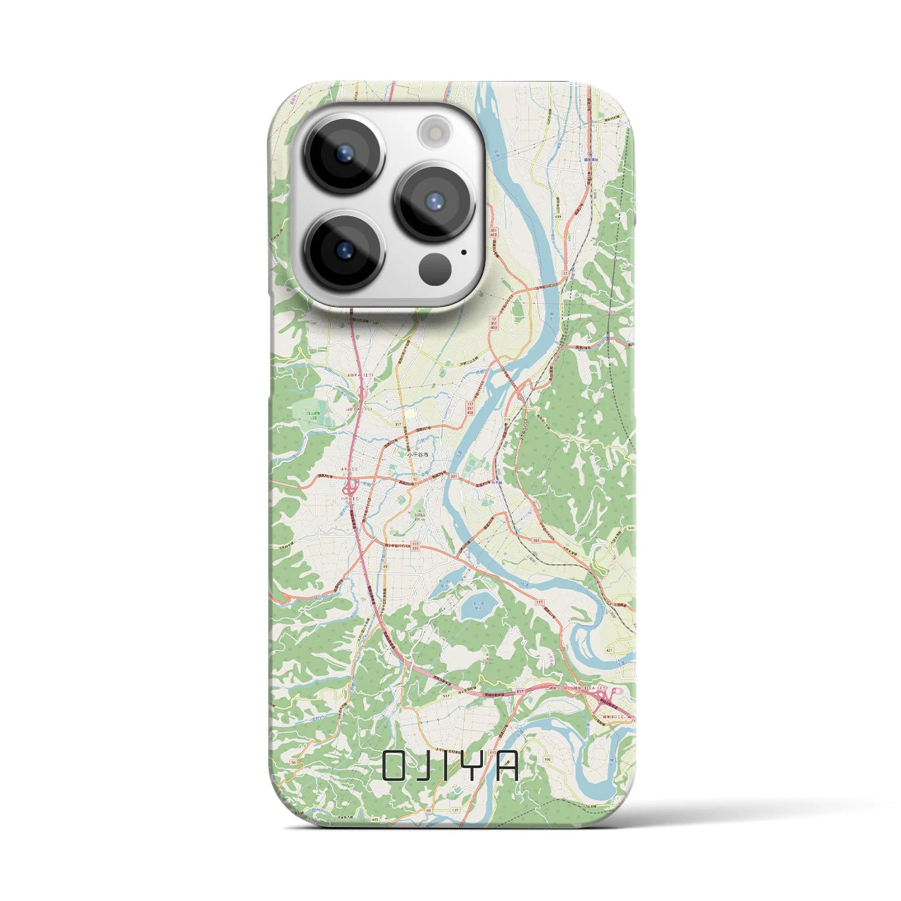 【小千谷】地図柄iPhoneケース（バックカバータイプ・ナチュラル）iPhone 14 Pro 用