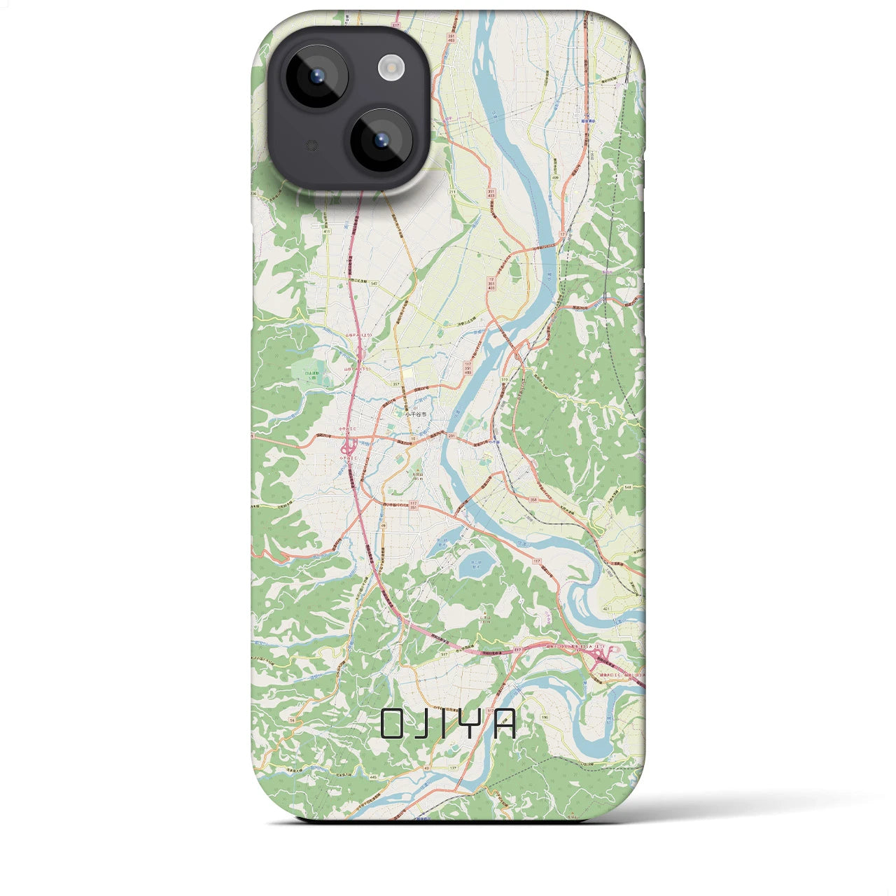 【小千谷】地図柄iPhoneケース（バックカバータイプ・ナチュラル）iPhone 14 Plus 用