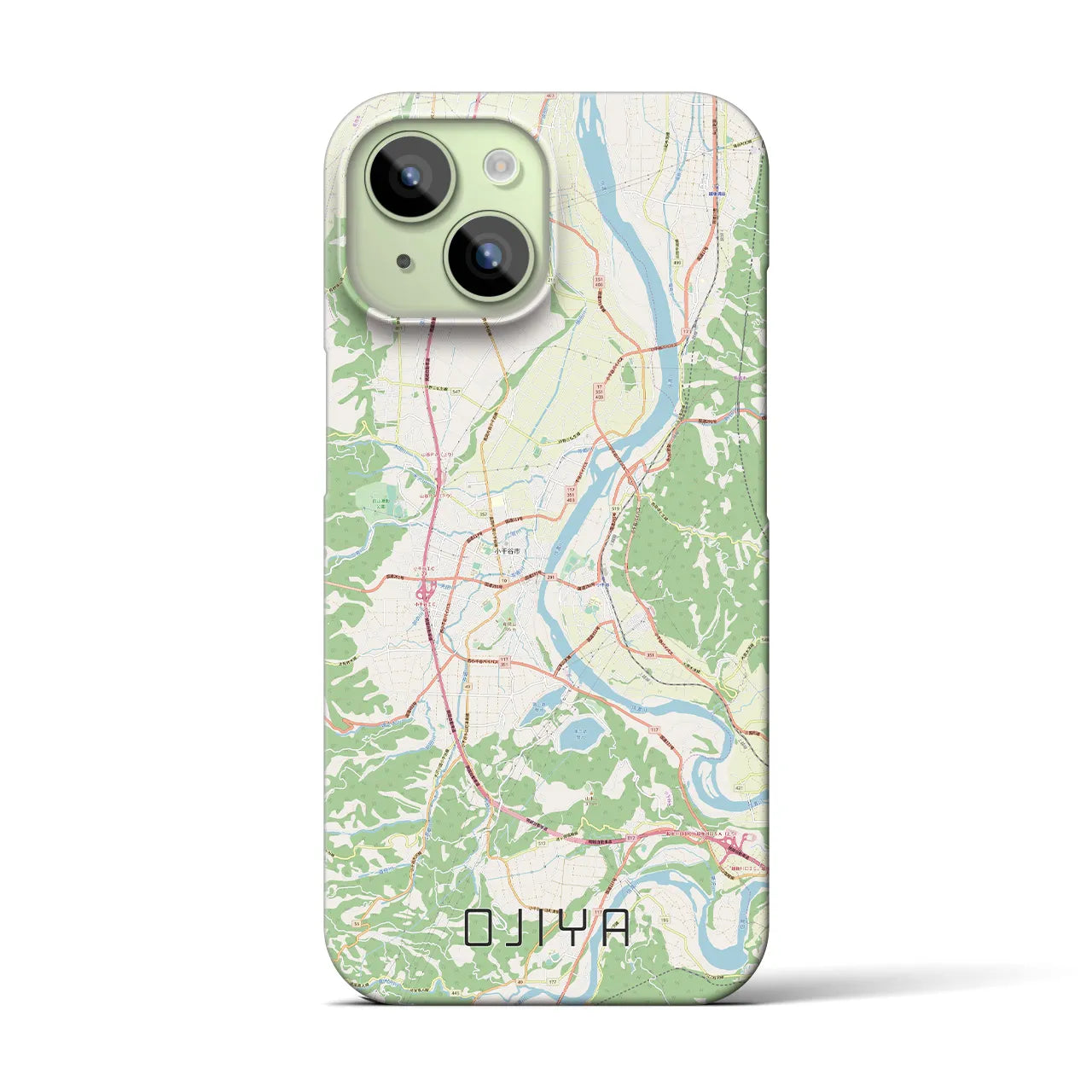 【小千谷】地図柄iPhoneケース（バックカバータイプ・ナチュラル）iPhone 15 用