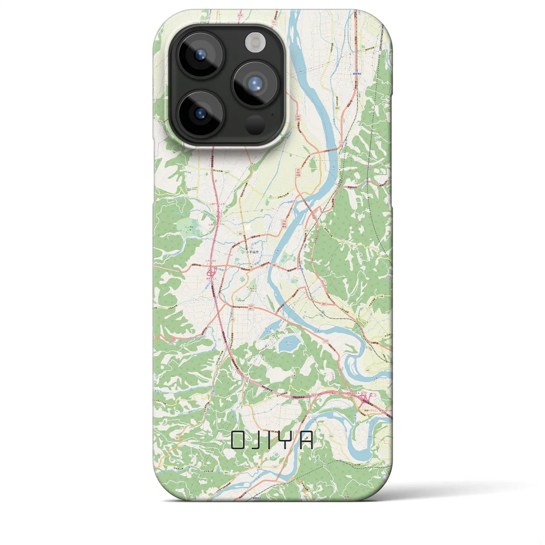 【小千谷】地図柄iPhoneケース（バックカバータイプ・ナチュラル）iPhone 15 Pro Max 用
