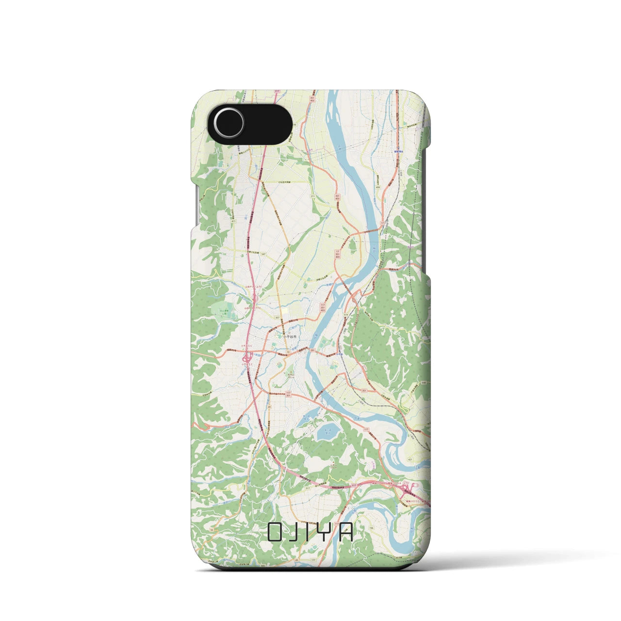 【小千谷】地図柄iPhoneケース（バックカバータイプ・ナチュラル）iPhone SE（第3 / 第2世代） / 8 / 7 / 6s / 6 用