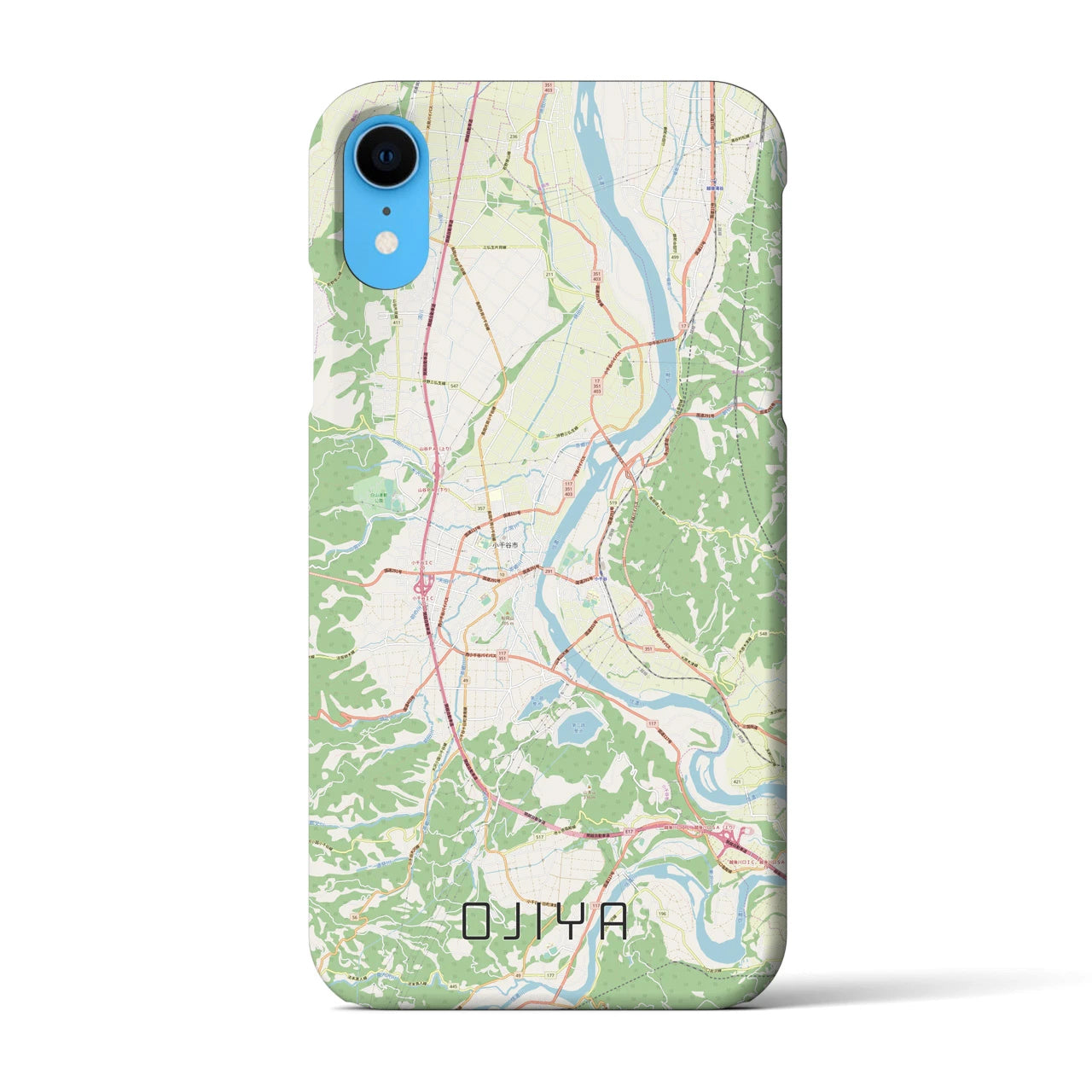 【小千谷】地図柄iPhoneケース（バックカバータイプ・ナチュラル）iPhone XR 用