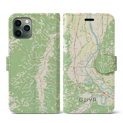 【小千谷（新潟県）】地図柄iPhoneケース（手帳タイプ）ナチュラル・iPhone 11 Pro 用