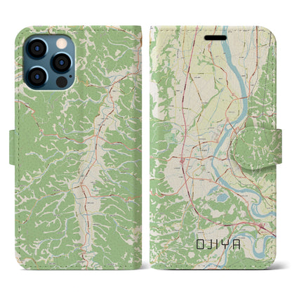 【小千谷（新潟県）】地図柄iPhoneケース（手帳タイプ）ナチュラル・iPhone 12 / 12 Pro 用