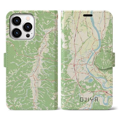 【小千谷（新潟県）】地図柄iPhoneケース（手帳タイプ）ナチュラル・iPhone 13 Pro 用