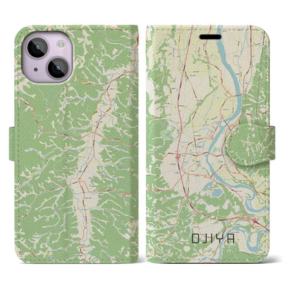 【小千谷（新潟県）】地図柄iPhoneケース（手帳タイプ）ナチュラル・iPhone 14 用