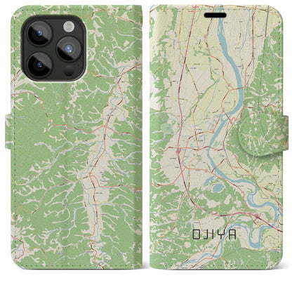 【小千谷（新潟県）】地図柄iPhoneケース（手帳タイプ）ナチュラル・iPhone 15 Pro Max 用