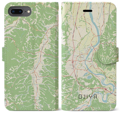 【小千谷（新潟県）】地図柄iPhoneケース（手帳タイプ）ナチュラル・iPhone 8Plus /7Plus / 6sPlus / 6Plus 用