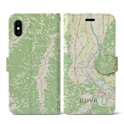 【小千谷（新潟県）】地図柄iPhoneケース（手帳タイプ）ナチュラル・iPhone XS / X 用