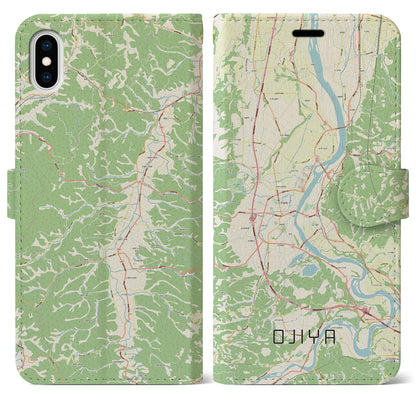 【小千谷（新潟県）】地図柄iPhoneケース（手帳タイプ）ナチュラル・iPhone XS Max 用