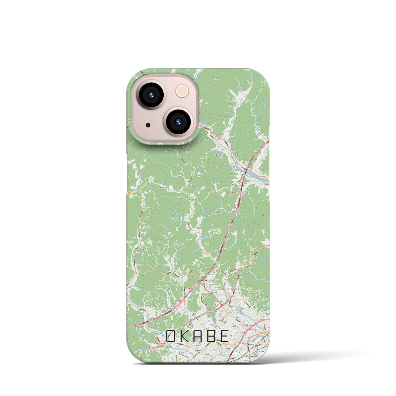 【岡部】地図柄iPhoneケース（バックカバータイプ・ナチュラル）iPhone 13 mini 用