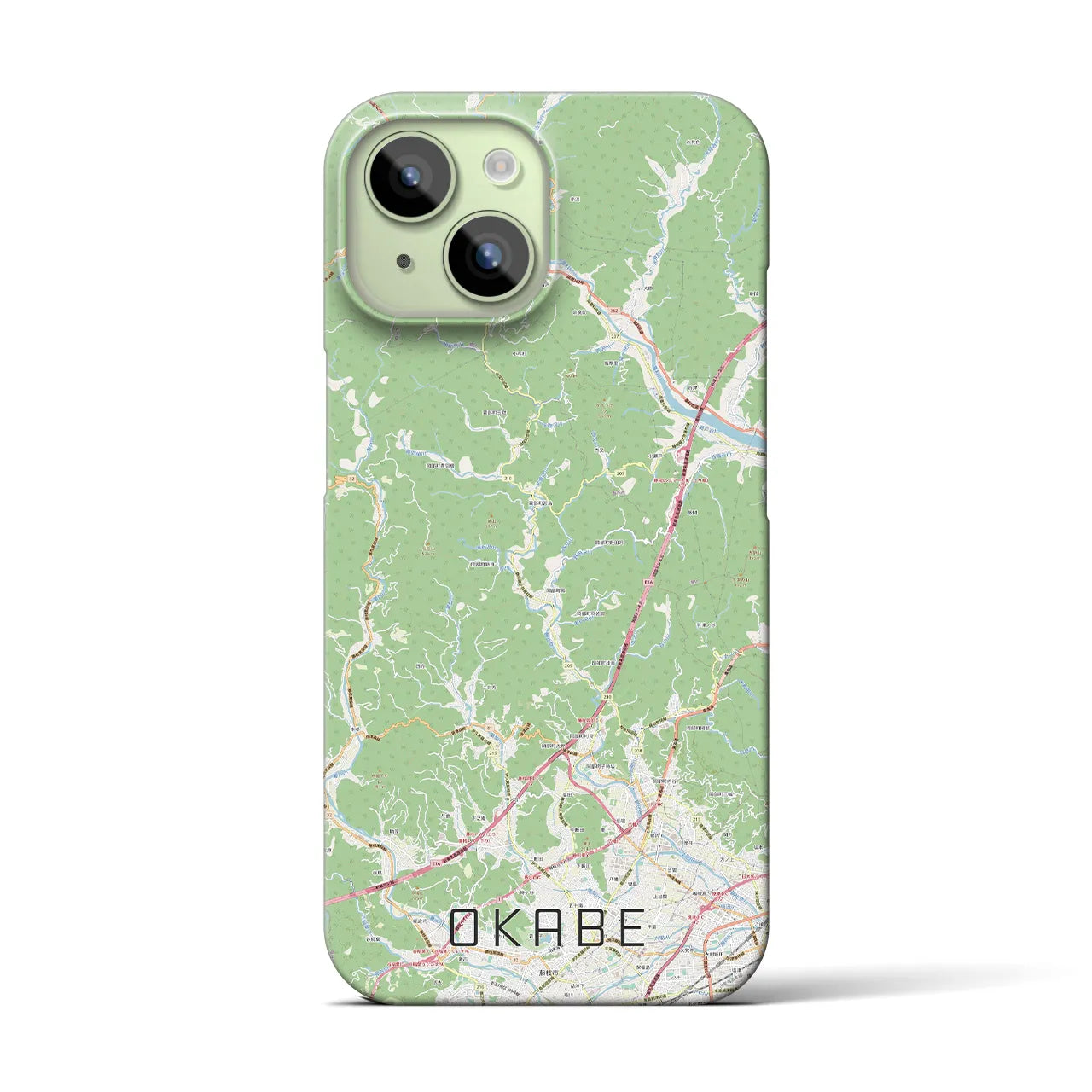 【岡部】地図柄iPhoneケース（バックカバータイプ・ナチュラル）iPhone 15 用
