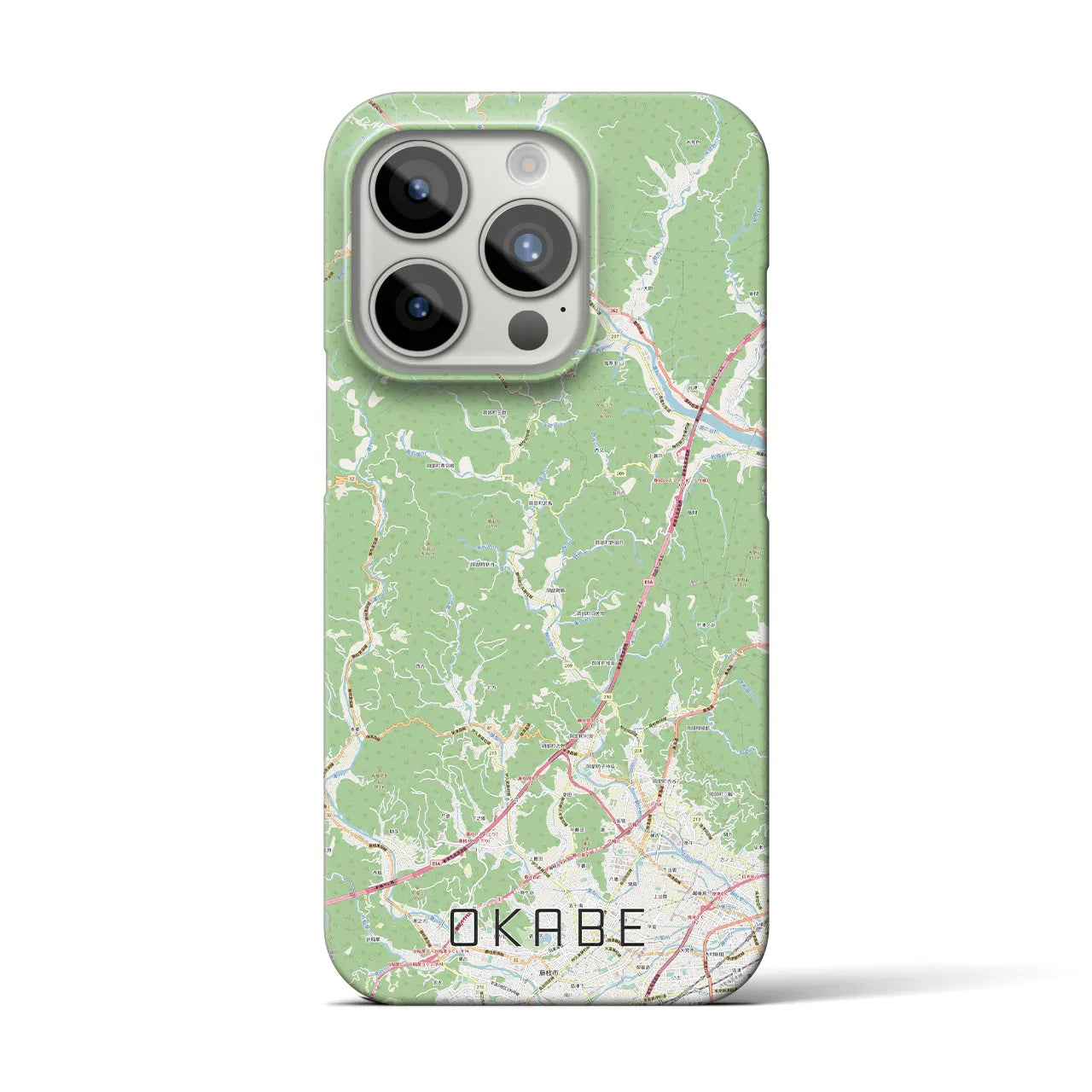 【岡部】地図柄iPhoneケース（バックカバータイプ・ナチュラル）iPhone 15 Pro 用