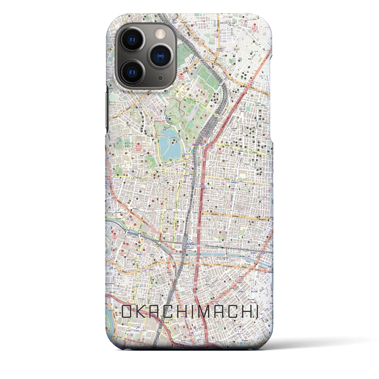 【御徒町】地図柄iPhoneケース（バックカバータイプ・ナチュラル）iPhone 11 Pro Max 用