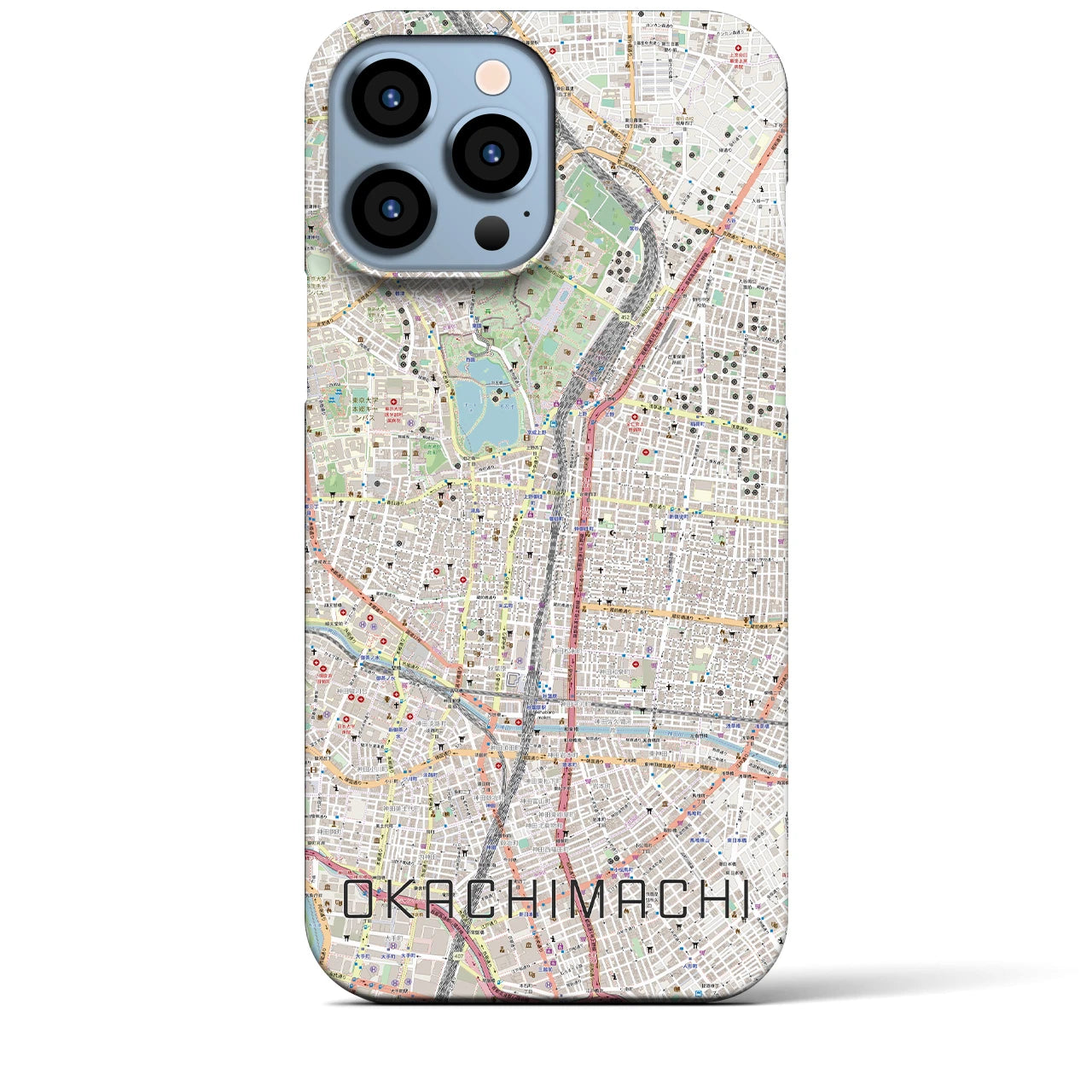 【御徒町】地図柄iPhoneケース（バックカバータイプ・ナチュラル）iPhone 13 Pro Max 用