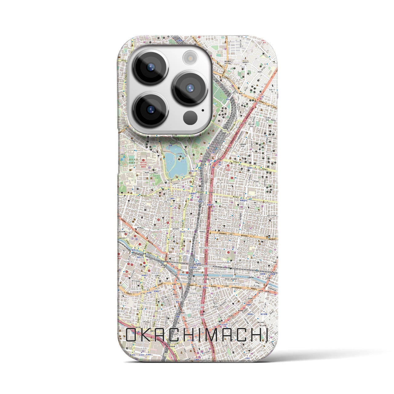 【御徒町】地図柄iPhoneケース（バックカバータイプ・ナチュラル）iPhone 14 Pro 用