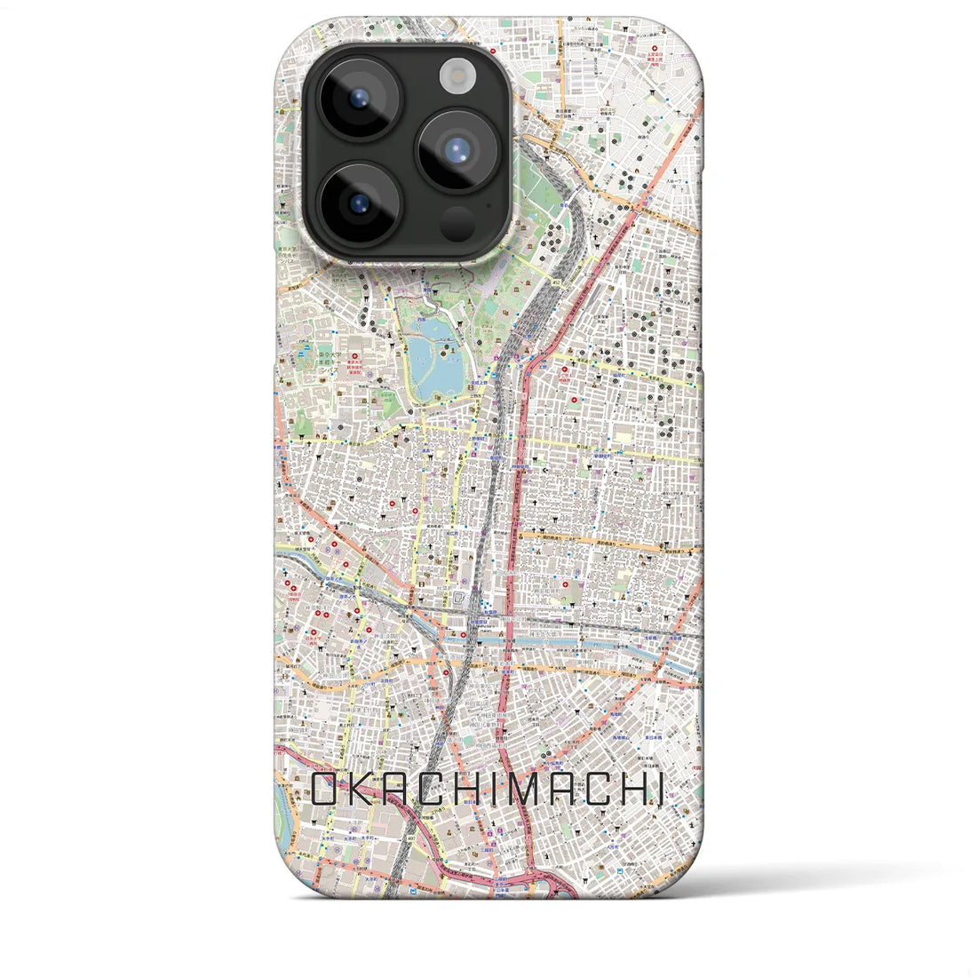 【御徒町】地図柄iPhoneケース（バックカバータイプ・ナチュラル）iPhone 15 Pro Max 用