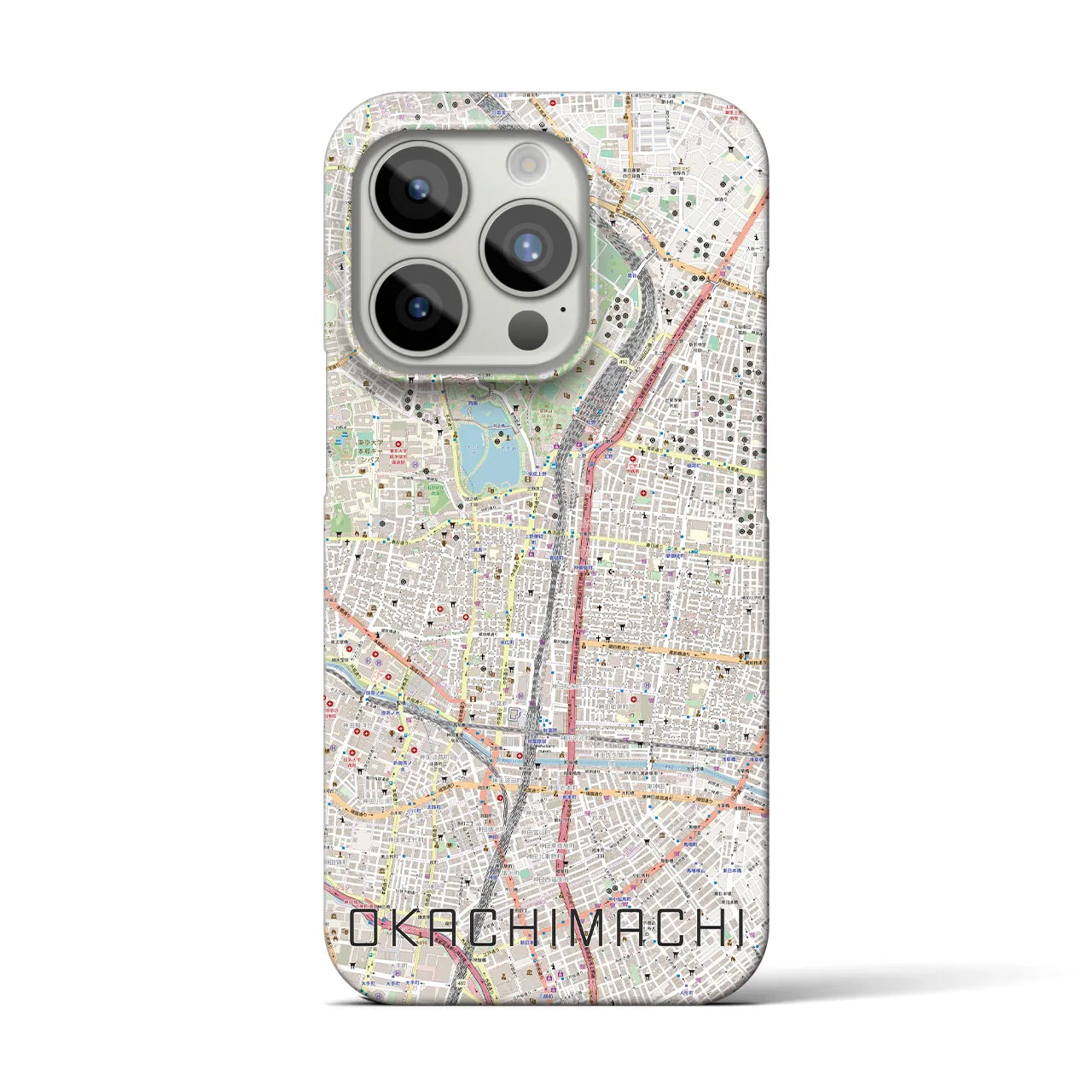 【御徒町】地図柄iPhoneケース（バックカバータイプ・ナチュラル）iPhone 15 Pro 用