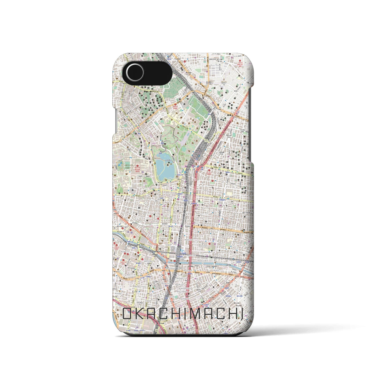 【御徒町】地図柄iPhoneケース（バックカバータイプ・ナチュラル）iPhone SE（第3 / 第2世代） / 8 / 7 / 6s / 6 用
