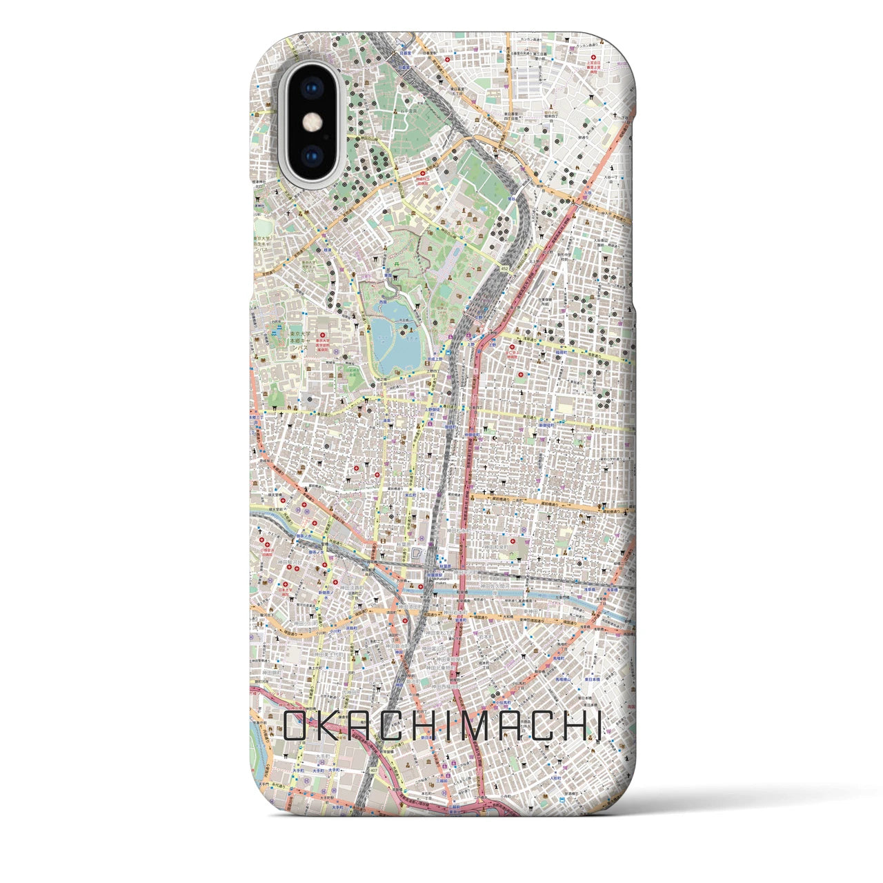 【御徒町】地図柄iPhoneケース（バックカバータイプ・ナチュラル）iPhone XS Max 用