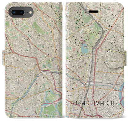 【御徒町（東京都）】地図柄iPhoneケース（手帳タイプ）ナチュラル・iPhone 8Plus /7Plus / 6sPlus / 6Plus 用