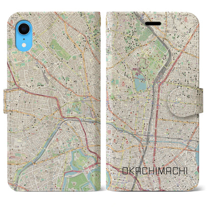 【御徒町（東京都）】地図柄iPhoneケース（手帳タイプ）ナチュラル・iPhone XR 用
